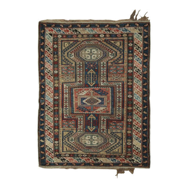 Antique Caucasian Rug With Shield Medallions & Guard Borders - Rug & Kilim For Sale