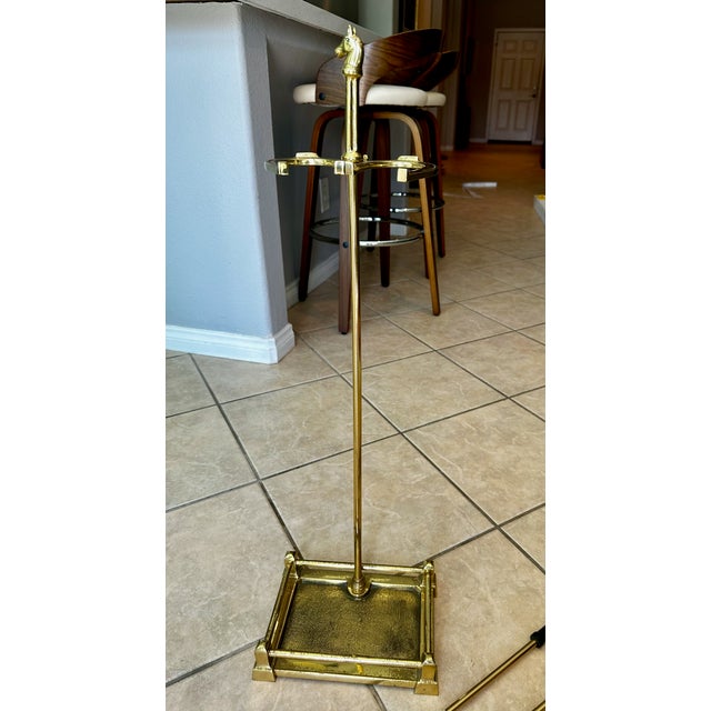 Equestrian Cast Brass Fireplace Tools Horse Head Motif For Sale - Image 10 of 16