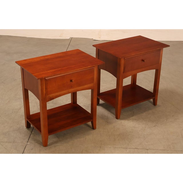 Mission Thomasville 'Impressions' Mission Style Pair of Cherry Nightstands For Sale - Image 3 of 18
