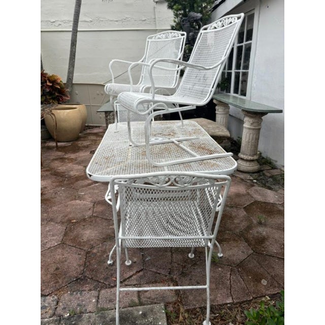 Large Vintage Table and Wrought Iron Table & 5 Chairs For Sale In West Palm - Image 6 of 11