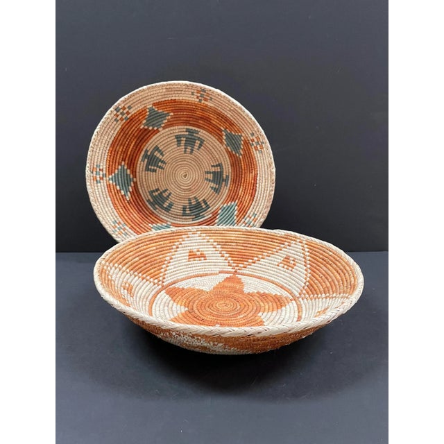 African African Hand Woven Basket Bowls - Set of 2 For Sale - Image 3 of 13