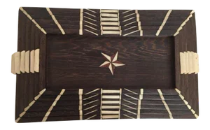 Vintage Anglo-Indian Stacking Wood Trays With Inlay - Set of 6