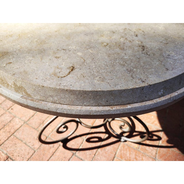 A Pair of Travertine Stone Top Iron Side Tables For Sale - Image 16 of 18