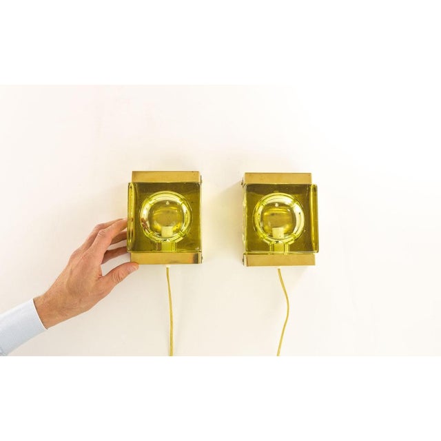 Greenish Coloured Maritim Glass Wall Lamps by Vitrika, 1970s, Set of 2 For Sale - Image 6 of 7