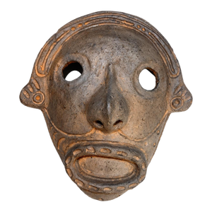 Vintage Peruvian Black-Fired Earthenware Folk Art Wall Mask