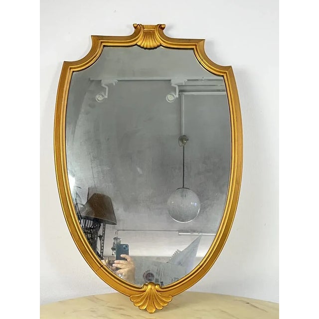 Gold Mid-Century Wall Mirror, Italy, 1960s For Sale - Image 8 of 8