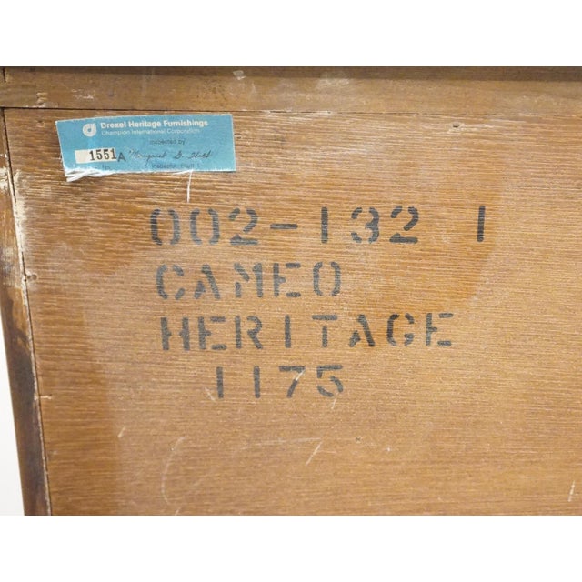 Drexel Heritage Cameo Collection Burled Walnut Italian Neoclassical Tuscan Style 78" Triple Door Dresser 002-132 For Sale - Image 17 of 17