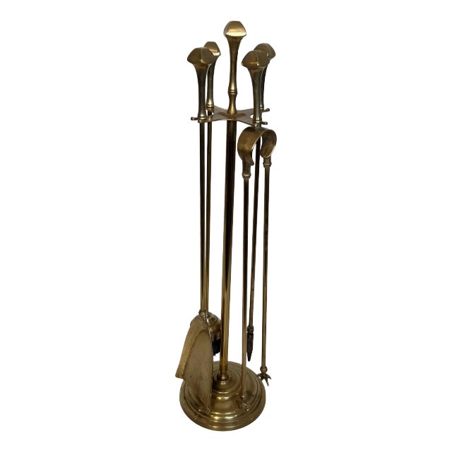 Neoclassical Style Brass Fireplace Tools. French. Circa 1970 For Sale