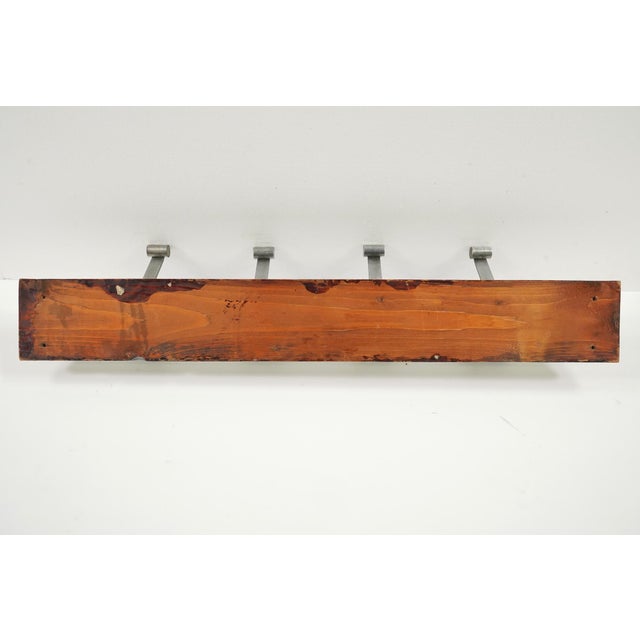 Vintage European 33.5 In. Four Hook Wood Wall Rack For Sale - Image 9 of 10