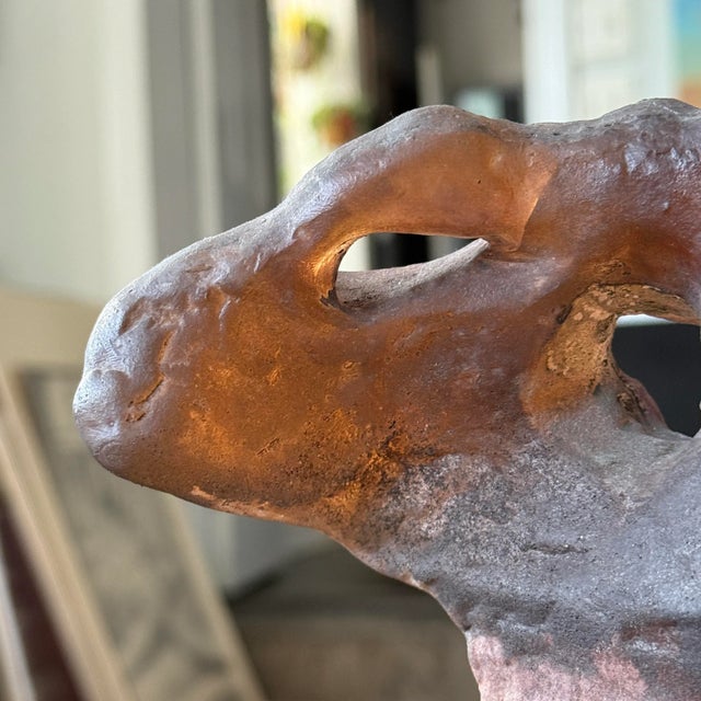 Vintage Abstract Brutalist Bearded Figure on Matte Glass Stand For Sale - Image 9 of 9