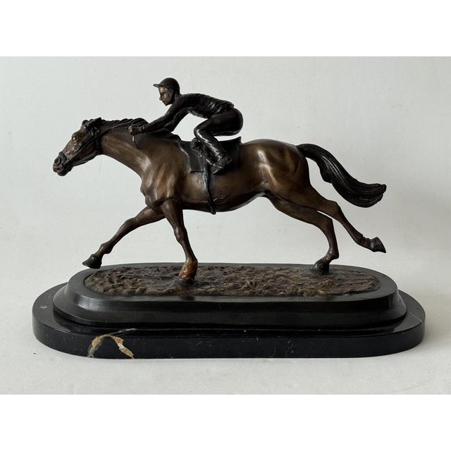 Bronze Statue of Jockey on Racehorse by C. Charles for Max Le Verrier For Sale - Image 9 of 9