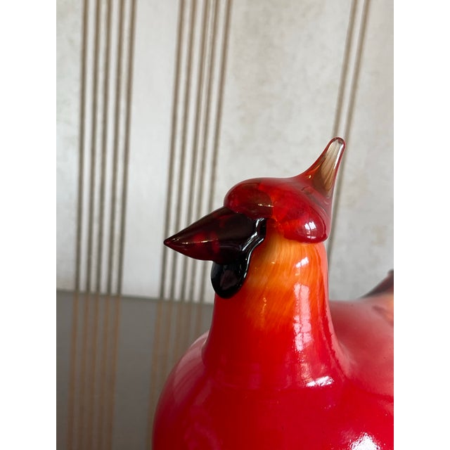 1980s Oiva Toiika Hand Blown Glass Cardinal For Sale - Image 5 of 12