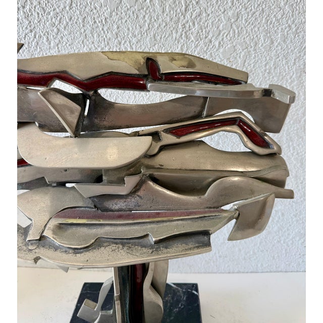 Metal Studio Del Campo, Studio Del Campo Italian Brutalist Abstract Sculpture Steel Enamel 1978 Turin For Sale - Image 7 of 12