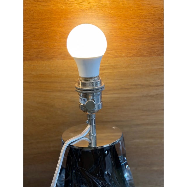 Glass 1960s Porta Romana Obsidian Swirl Lamps - Pair For Sale - Image 7 of 15