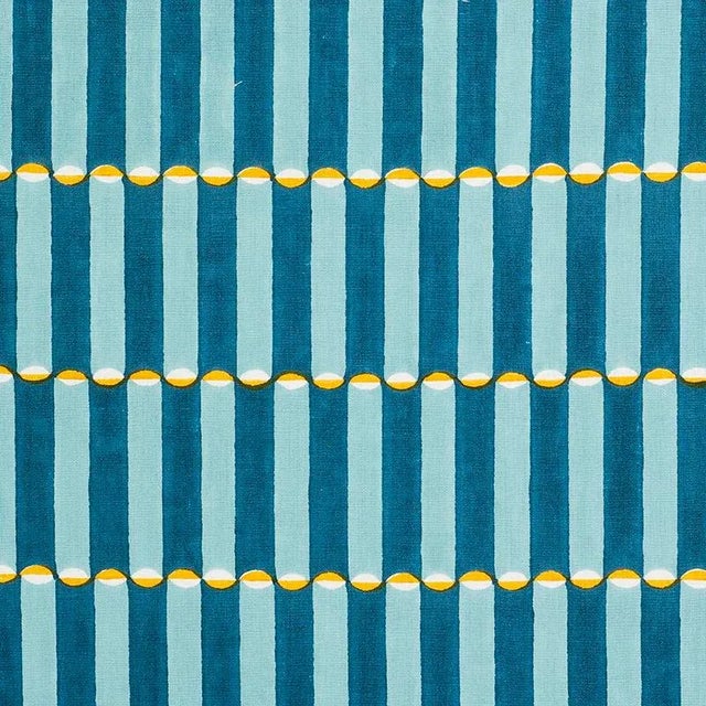 Contemporary Sample - Schumacher X Molly Mahon Luna Fabric in Blue & Turmeric For Sale - Image 3 of 3