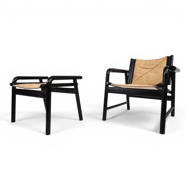 Set of Leather Lounge Chair with Ottoman by Hans Eichenberger for WK Möbel, 1970 For Sale - Image 15 of 18