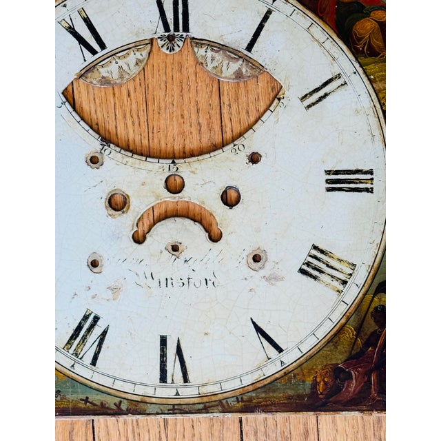 Cream Georgian Hand Painted Four Continents Clock Dial Four - Winsford Cheshire Circa 1800 For Sale - Image 8 of 11