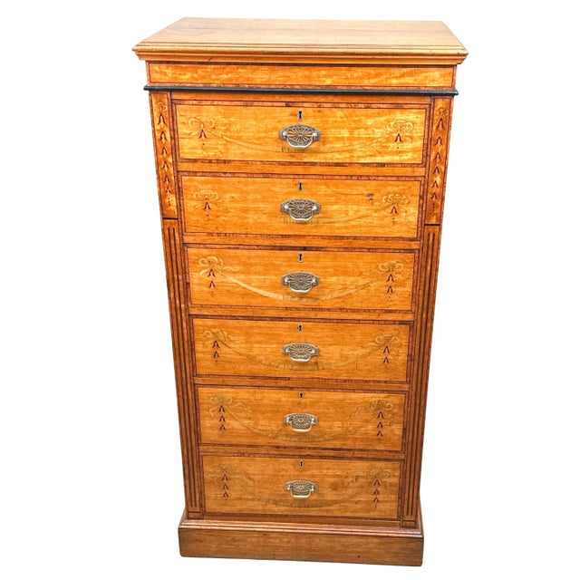 Pedestal Chest of Drawers in Satinwood, 1880 For Sale - Image 11 of 12