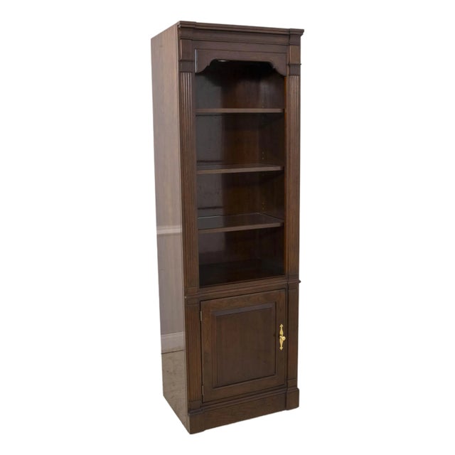 Stickley Cherry Lighted Tall Glass Shelf Open Bookcase For Sale