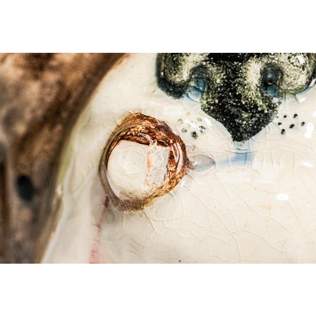 1920s Wonderful Antique Bulldog Humidor Jar Ceramic Figural Tobacco Jar English Dog Head Lidded Jar Vintage Tobacciana For Sale - Image 5 of 14