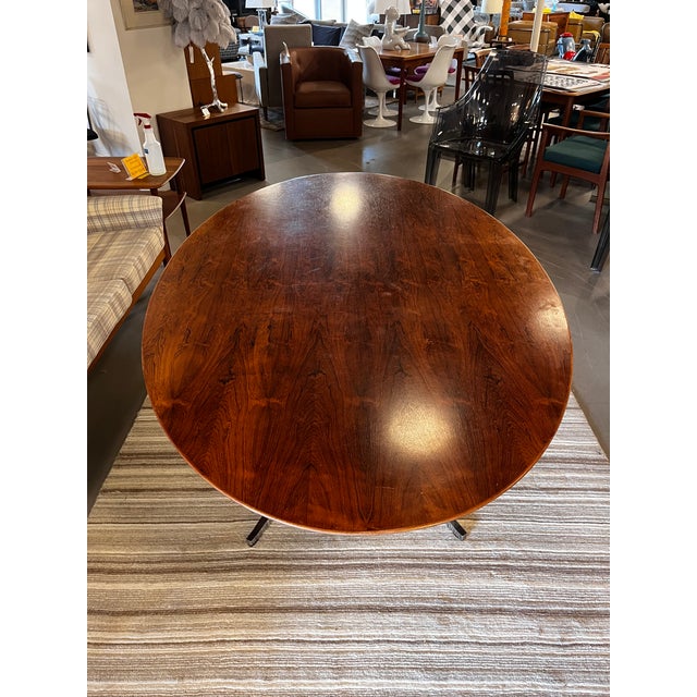 Knoll Vintage Knoll International Oval Rosewood Dining Table With Chrome Pedestal For Sale - Image 4 of 14
