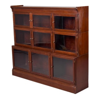 Early 20th C English Mahogany Stacking Glass Front Bookcase by Minty For Sale