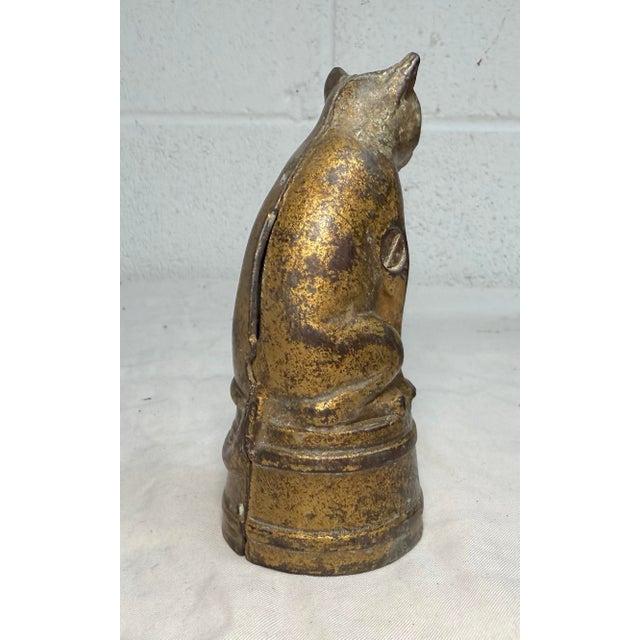 Metal Antique 1900's Ac Williams Hand Painted Cast Iron Gold Circus Cat Still Bank For Sale - Image 7 of 10