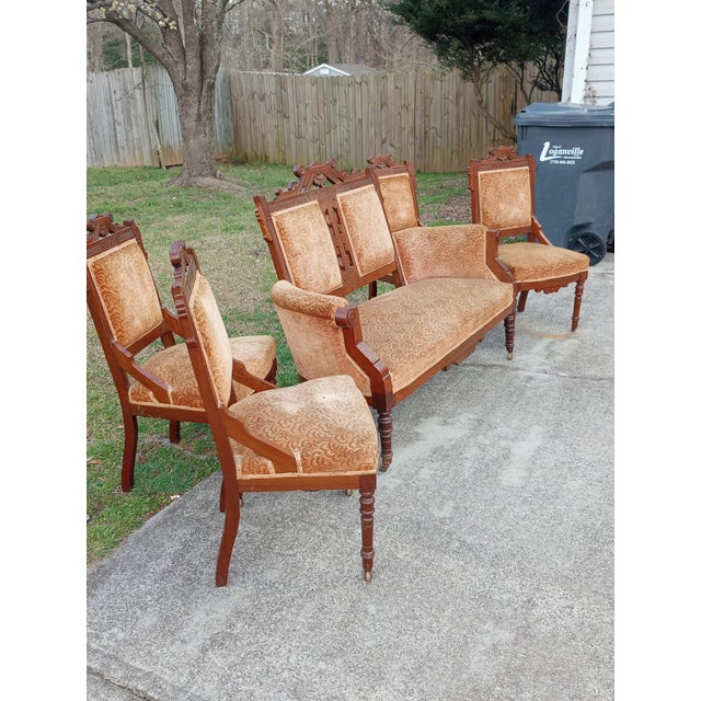 This is very old. From the 1800s and in great condition. I won this at an auction for storage units. The set includes 4...