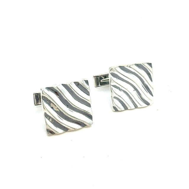 Metal 1990s Pair of Tiffany & Co Estate Cufflinks Sterling Silver For Sale - Image 7 of 7