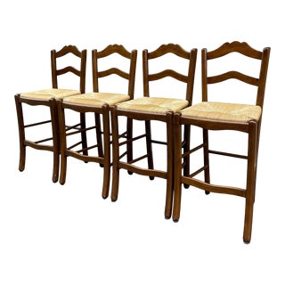 Ballard Designs French Country Rush Lemans Counter Stools - Set of 4 For Sale