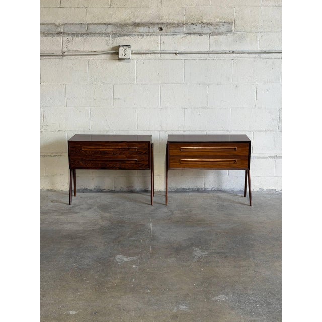 Danish Mid-Century Modern Rosewood Nightstands in Style of Ap Møbler Svenstrup Pair 1960s For Sale In Los Angeles - Image 6 of 10