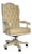 Ornate Ivory Genuine Leather Tufted Executive Swivel Chair With Gold Accents For Sale