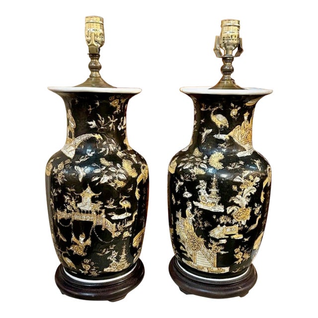 Pair of Chinoiserie Lamps For Sale