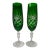Vintage Fabergé Odessa Emerald Green Crystal Champagne Flutes - Pair For Sale
