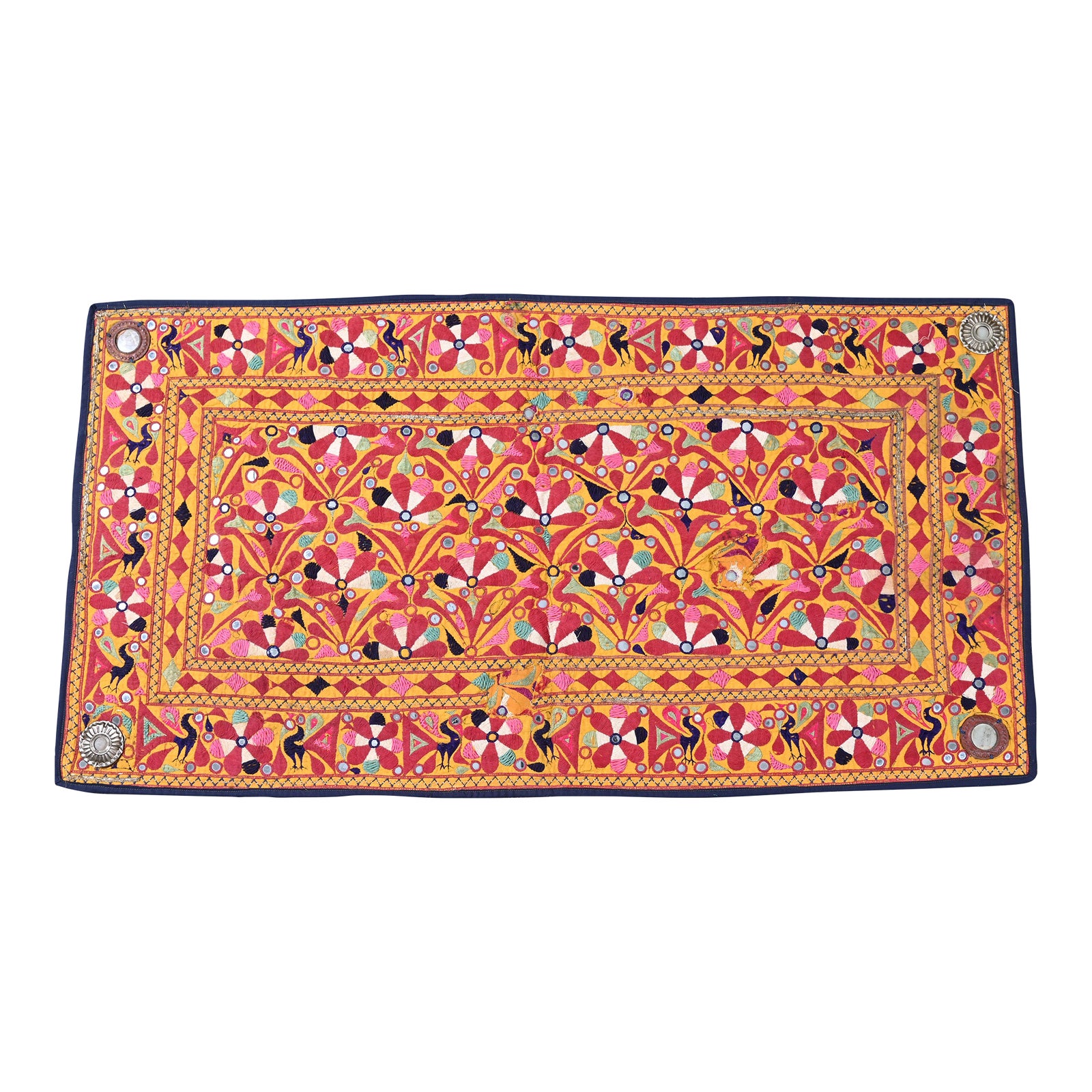 1930s Peacock Motifs Gujarati Wall Tapestry / Indian Wall Hanging