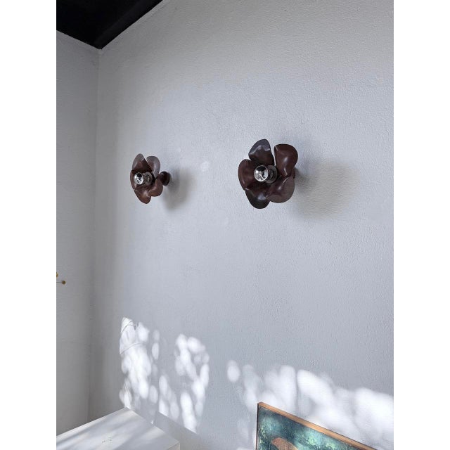 Wooden Flower Wall Sconces, 1970s, Set of 4 For Sale - Image 16 of 18
