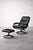 Set of Mid-Century Modern Danish Black Leather Swivel Chair & Ottoman from Unico, 1970s For Sale - Image 13 of 18