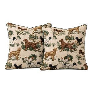 One Pair of Portfolio Textile Dog Pillows Called Setters Down and Feather Inserts For Sale