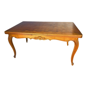 Antique French Country Dining Table With Leaves
