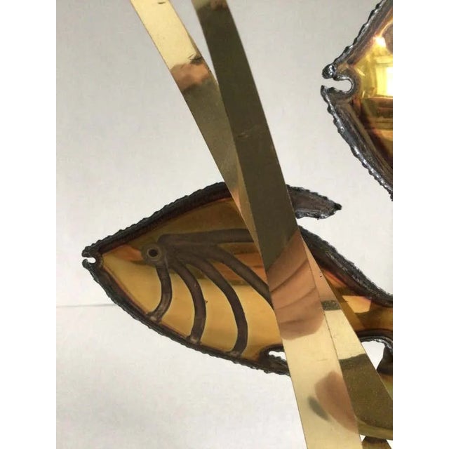 1960s Fish and Seagrass Sculpture of Sheeted Brass and Aluminum on Onyx Base For Sale In New York - Image 6 of 8