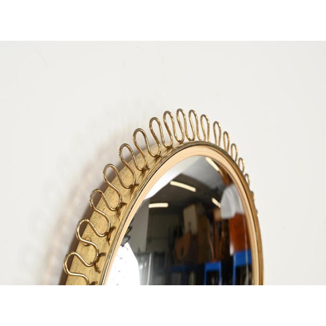 Mid-Century Modern Round Brass Mirror with Wavy Frame by Gio Ponti, Italy, 1950s For Sale - Image 10 of 13