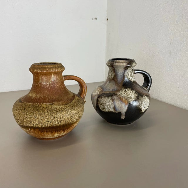 German Multi-Color Pottery Fat Lava Vases from Scheurich, 1970s, Set of 2 For Sale - Image 4 of 18