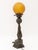 Art Deco Figural Amber Glass Globe Shade Lamp For Sale - Image 10 of 10