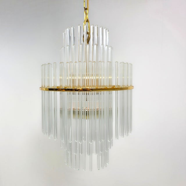 Mid-Century Glass and Brass Chandelier by Christoph Palme for Palwa, 1970s For Sale - Image 6 of 10