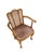 Features a high, triple-section cane backrest with openwork woven patterns, set inside a curved wooden fram. Curved wooden...