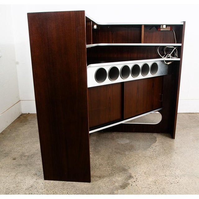 1960s Mid Century Danish Cabinet Custom Bar Liquor Rosewood Erik Buch Lights Doors 6 For Sale - Image 4 of 12