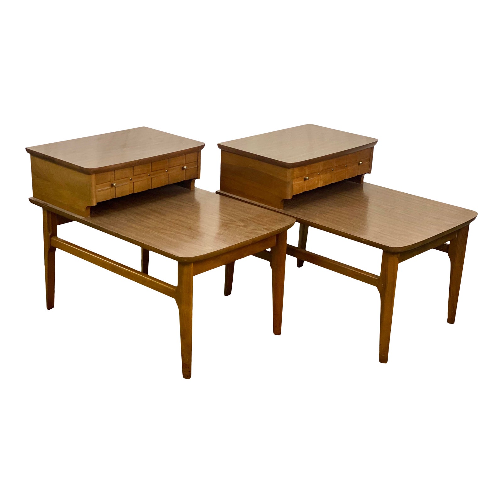 Vintage Walnut Mersman Mid Century Modern 2 Tier End Tables | Chairish