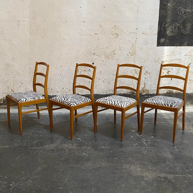 Mid-Century Modern Mid-Century Swedish Modern Dining Chairs With Zebra Fabric For Sale - Image 3 of 10