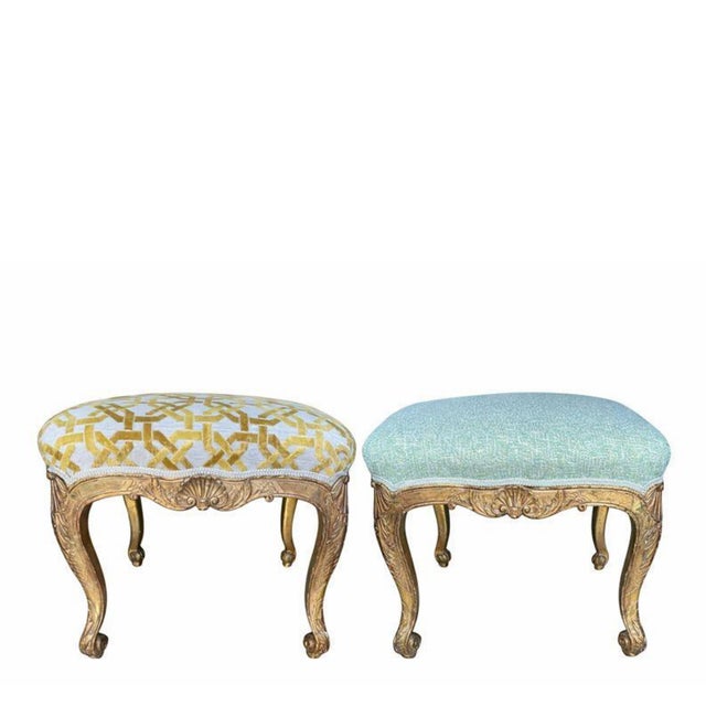 French Giltwood Tabourets, Mid-18th Century For Sale - Image 9 of 9