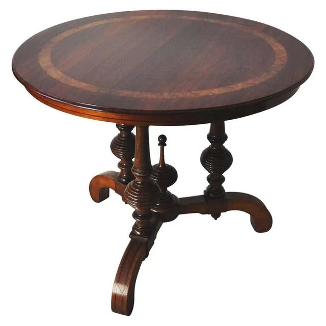 Victorian Burr Walnut, Mahogany & Ebony Circular Centre Table For Sale - Image 17 of 17